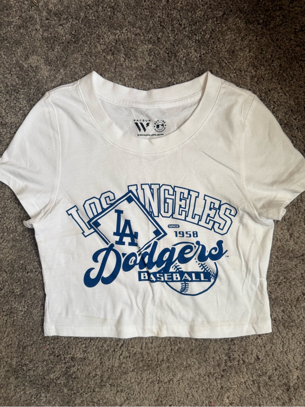 PacSun White Los Angeles Dodgers Graphic Crop Tee